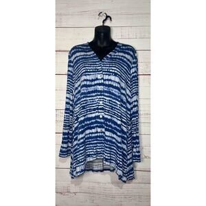 Logo Layers Blue Tie Dye Top Women’s Large